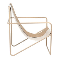 Beige and white modern chair with minimalist design and natural textures. Perfect for contemporary decor.