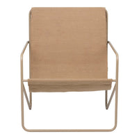 Beige minimalist chair with a clean, simple design and metal frame, perfect for modern decor.