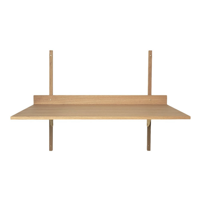 Light wood wall shelf with a minimalist design, featuring smooth surfaces and natural grain patterns.
