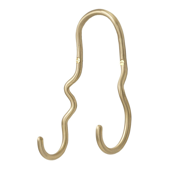 Gold twisted metal hook with a sleek design, ideal for hanging items stylishly. Perfect for modern decor.