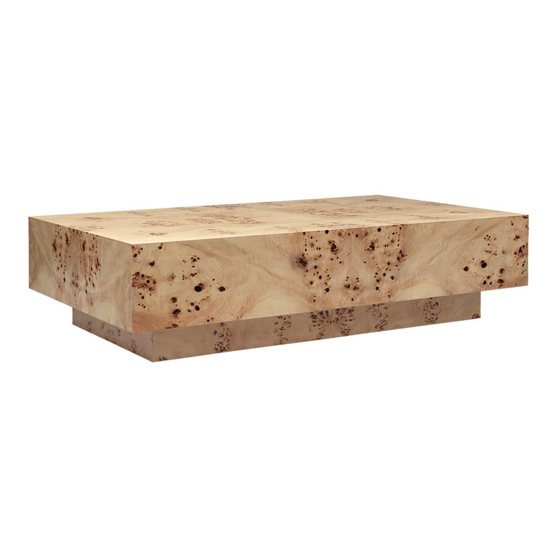 Light wood coffee table with a smooth, natural finish, featuring subtle patterns and a minimalist design.