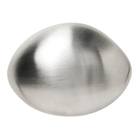 Brushed silver egg-shaped decorative piece with a sleek, shiny finish. Ideal for modern home decor.