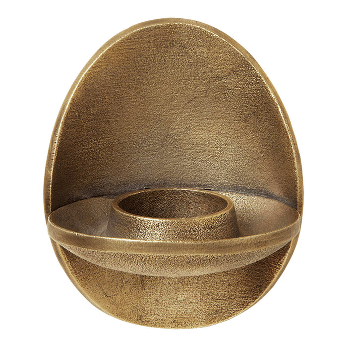 Bronze egg-shaped wall shelf with a smooth, metallic finish and subtle texture. Perfect for modern decor.