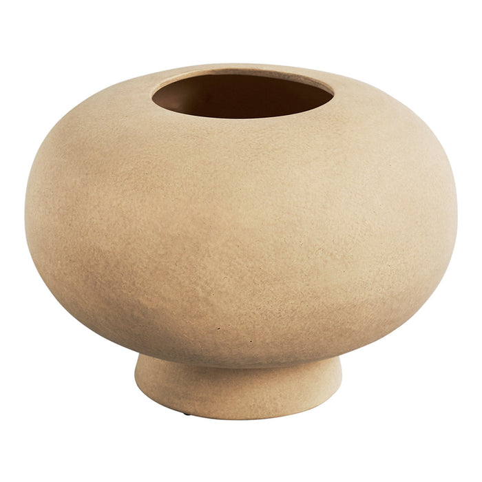 Natural beige decorative vase with a smooth, rounded shape and subtle textured finish. Ideal for minimalist decor.
