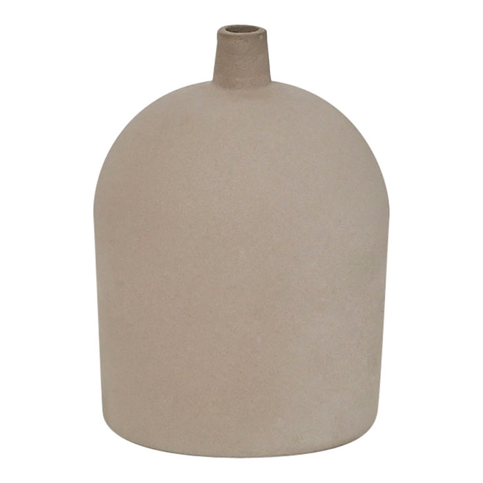 Beige ceramic vase with a smooth, rounded shape and minimalist design, perfect for modern decor.