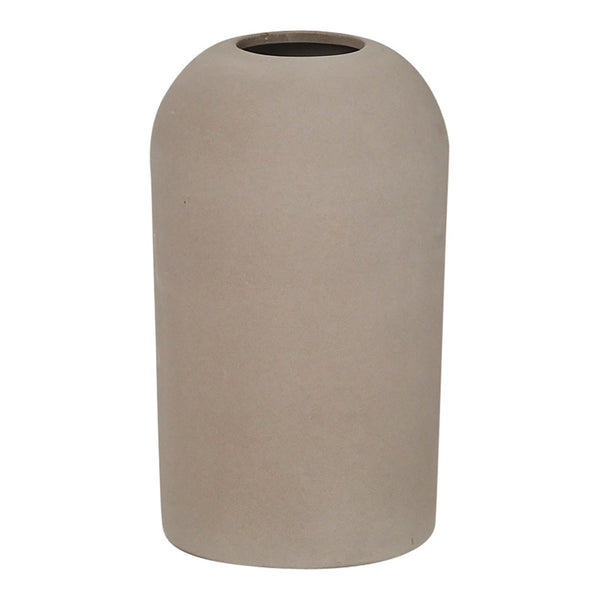 Minimalist stone vase in soft beige with a smooth finish, perfect for modern decor.