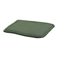 Green rectangular cushion with a textured surface and contrast stitching along the edges.