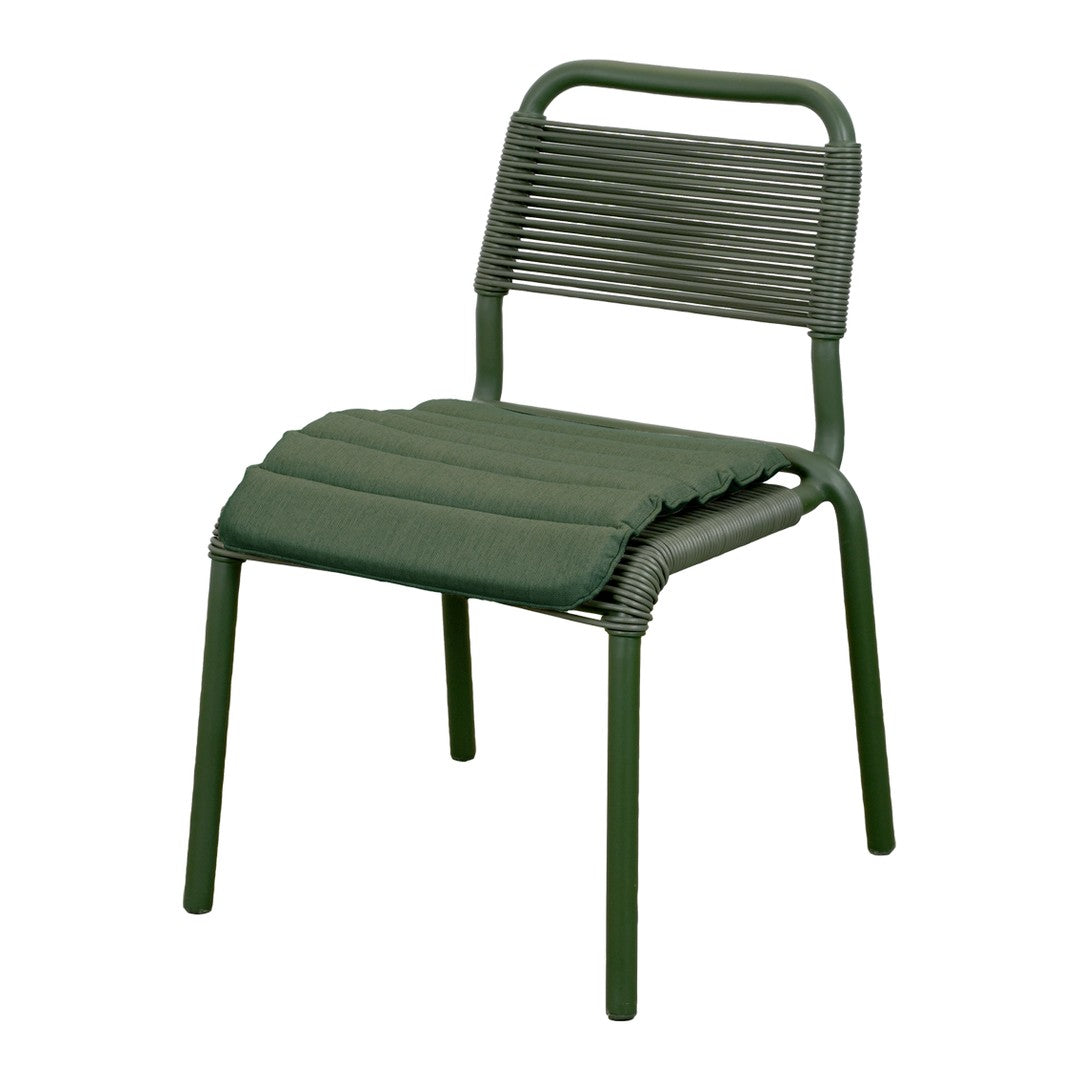 Green striped chair with a sleek modern design, featuring a textured seat and backrest for added comfort.