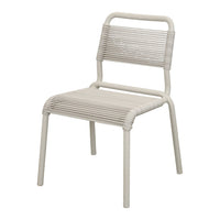 Light gray chair with a simple, modern design featuring horizontal ribbed patterns. Perfect for contemporary spaces.