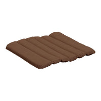 Brown padded cushion with a smooth, solid texture and rectangular shape. Ideal for indoor or outdoor seating.