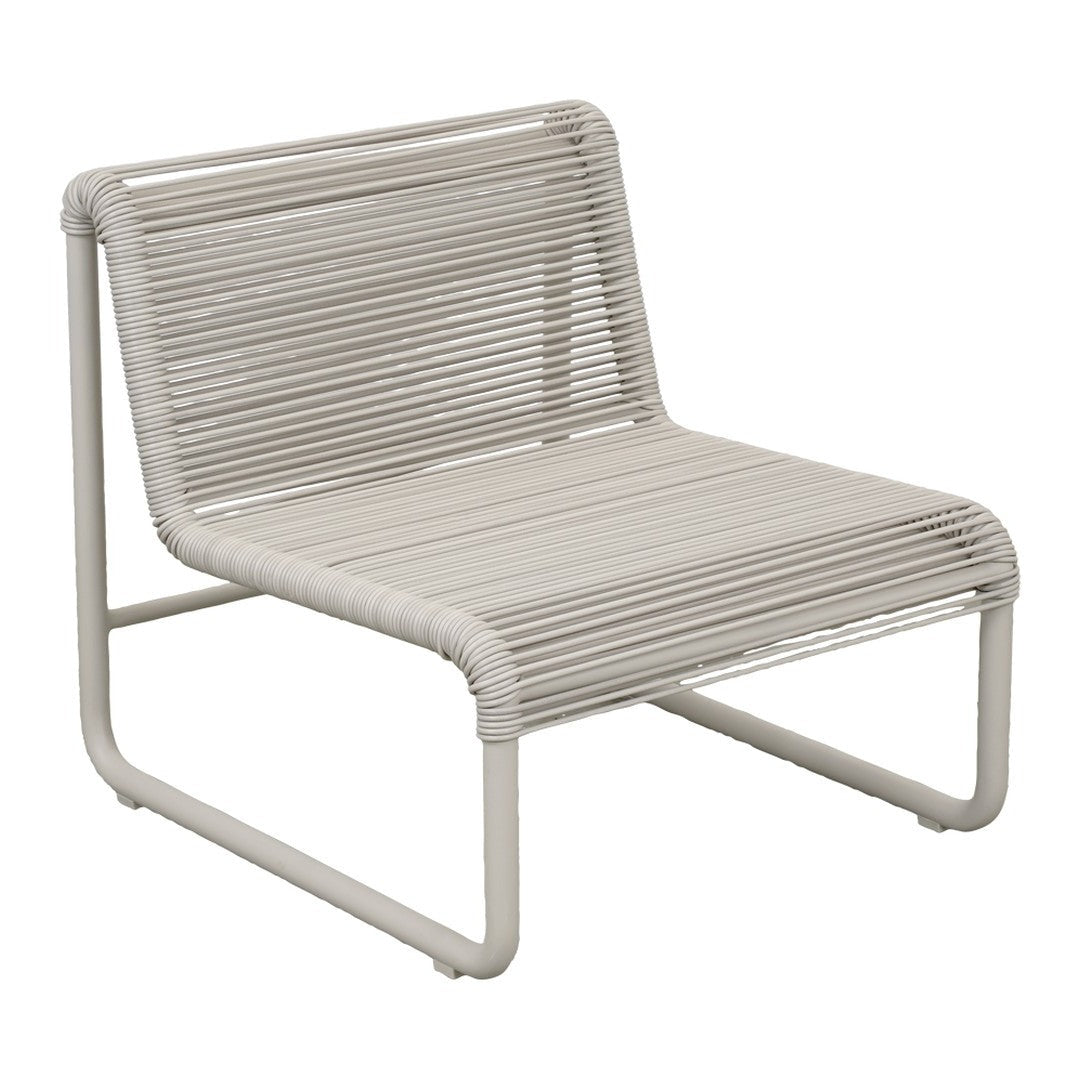 Light gray lounge chair with sleek, horizontal striped pattern and minimalist design. Perfect for modern decor.