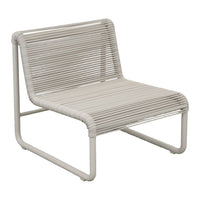 Light gray lounge chair with sleek, horizontal striped pattern and minimalist design. Perfect for modern decor.