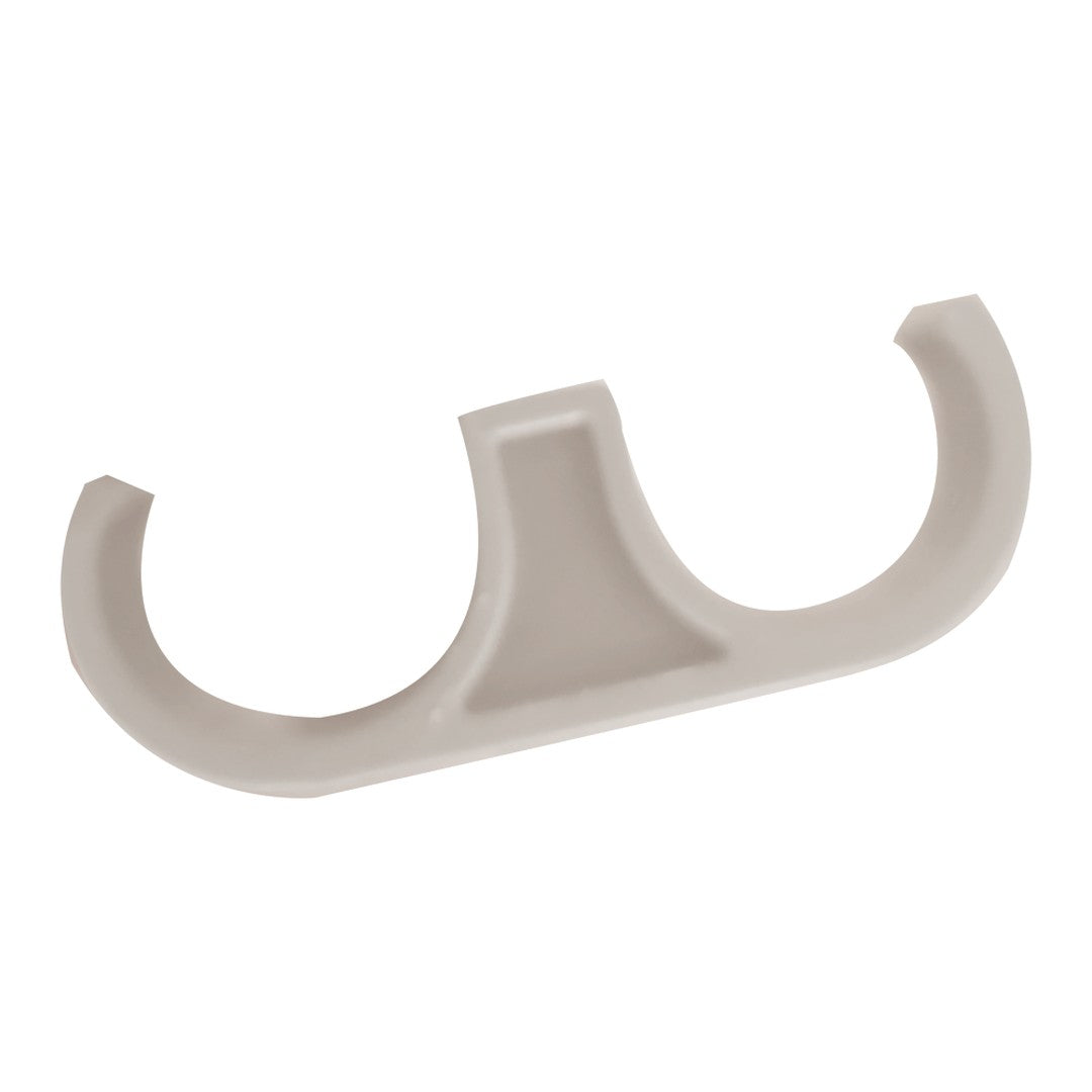 Gray plastic hook with a minimalist design and curved edges, suitable for various hanging needs.