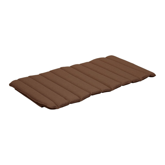 Brown striped outdoor mat with a thick quilted texture, perfect for camping or relaxation.
