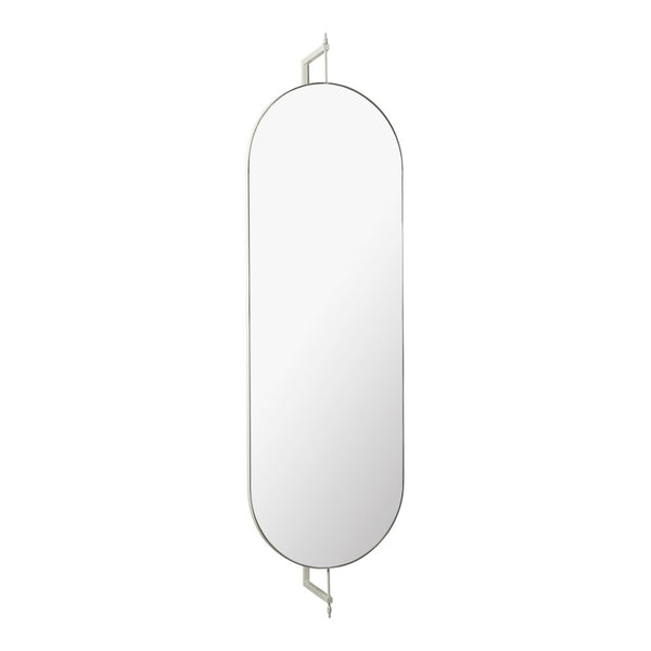 Sleek oval mirror with a minimalist silver frame and smooth reflective surface, perfect for modern decor.