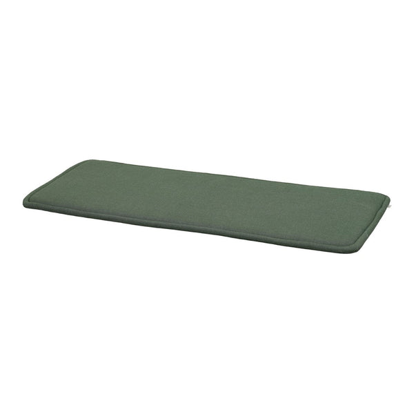 Green rectangular cushion with a smooth, solid texture and no visible patterns. Ideal for outdoor seating.
