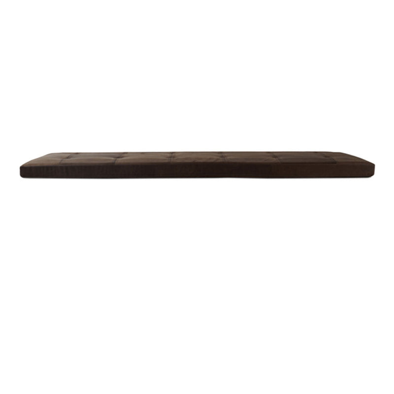 Dark brown tufted mattress with a smooth surface on a white background. Ideal for modern decor.