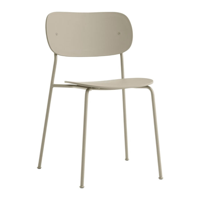 Light beige modern chair with a minimalist design and smooth, curved lines, perfect for contemporary spaces.