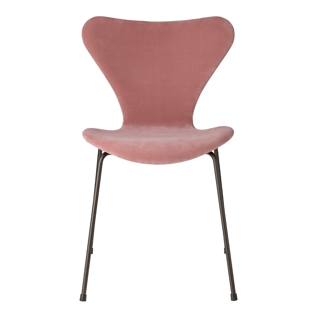 Series 7 Chair 3107, Fully Upholstered, Upholstery: Christianshavn Blue Uni, Base: Steel Chromed Steel