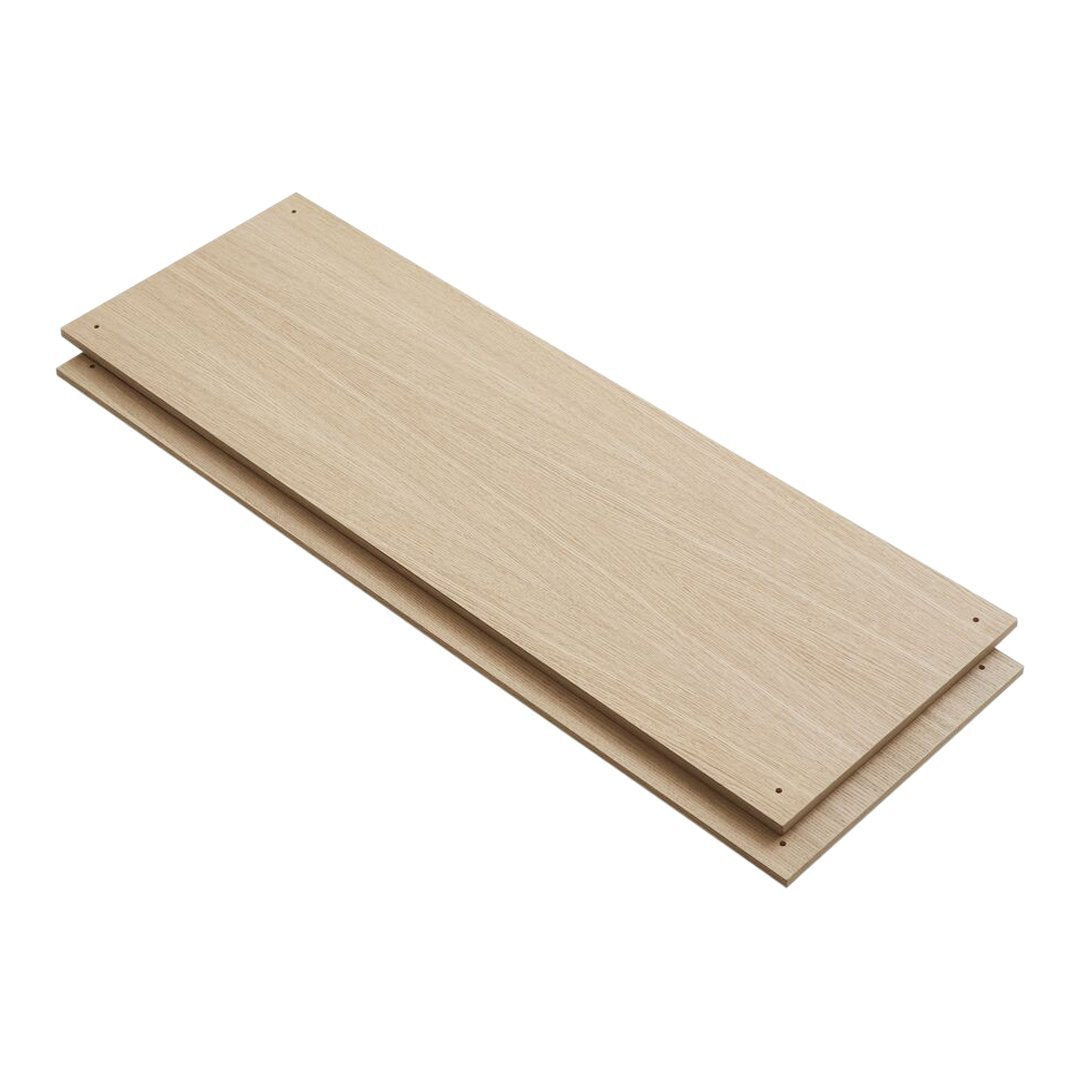 Light oak wood panel with a smooth, natural finish and subtle grain pattern, ideal for shelving or cabinetry.