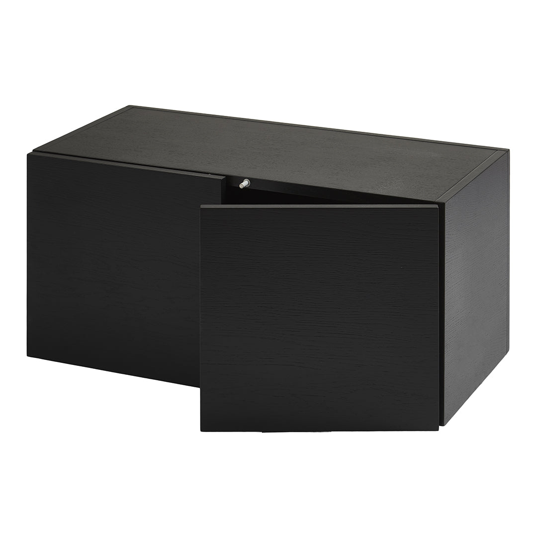 Sleek black storage box with a minimalist design and smooth, matte finish. Ideal for modern decor.