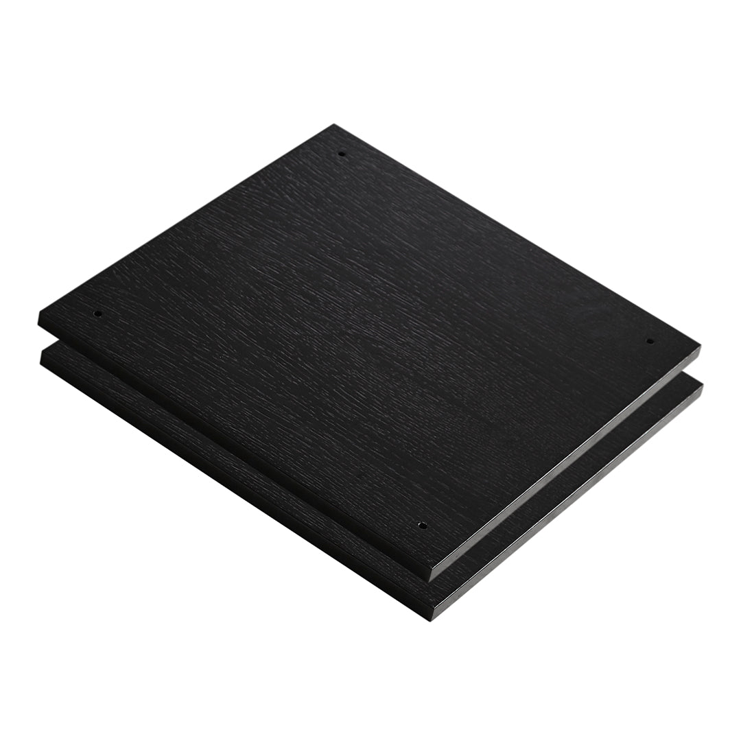 Black textured wood surface with smooth edges, perfect for modern decor and functional storage solutions.