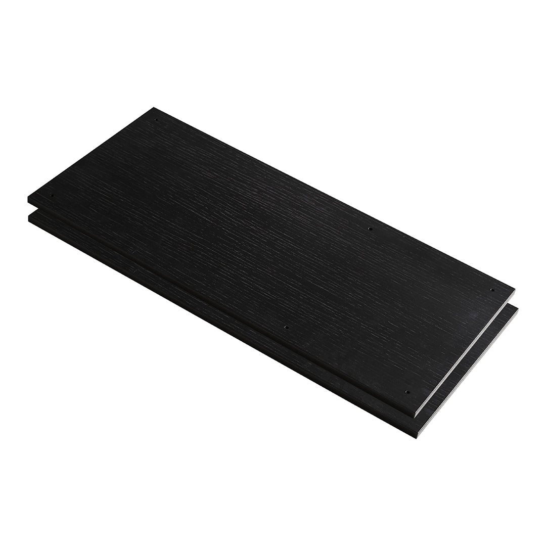 "Flat rectangular board in sleek black finish with a smooth surface, perfect for modern decor."