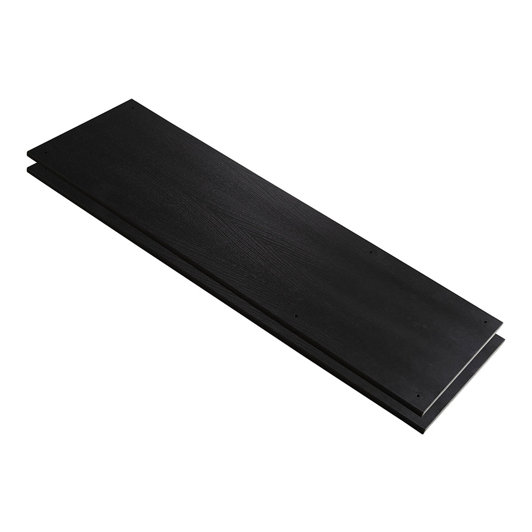Solid black rectangular wood panel with a smooth finish, ideal for modern decor and furniture projects.