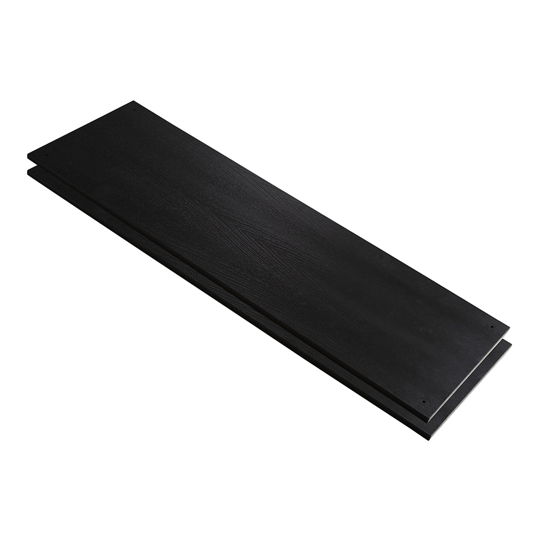 Solid black shelf with a smooth finish, ideal for modern decor styles. Versatile design blends seamlessly with any space.