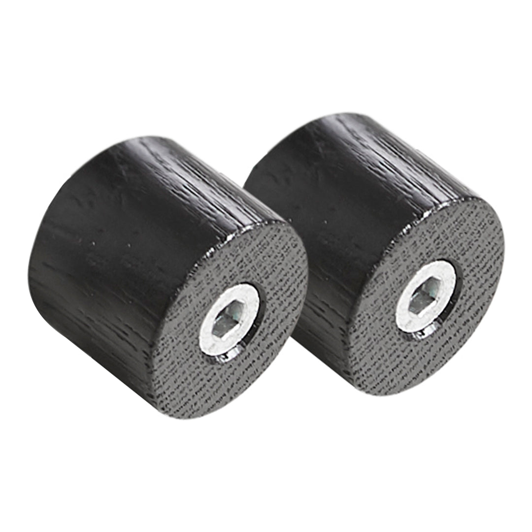 Black rubber rollers with a textured surface, featuring a smooth center and round shape. Perfect for various applications.