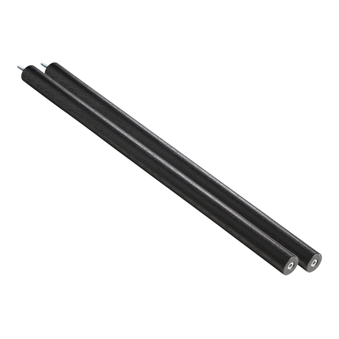 Two sleek black rollers with a smooth, glossy finish, perfect for a modern aesthetic.