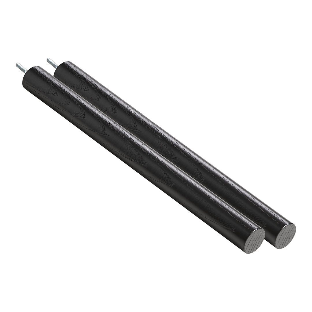 "Set of two sleek black metal rods with a smooth finish, perfect for minimalist design."