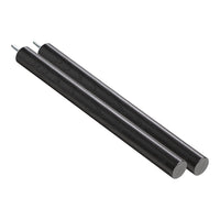 "Set of two sleek black metal rods with a smooth finish, perfect for minimalist design."