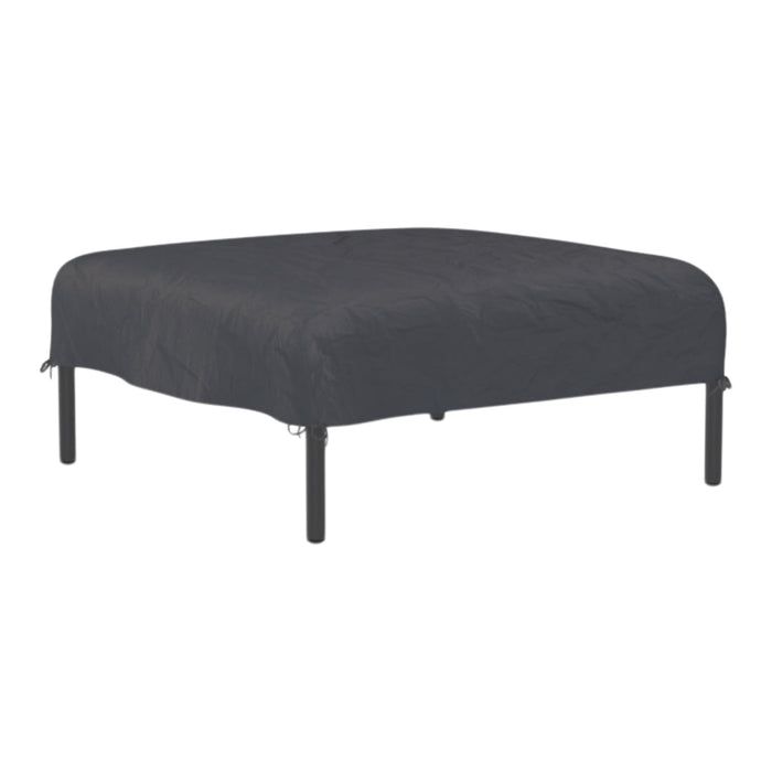 "Solid black bed frame with a smooth finish and sleek metal legs for a modern look."