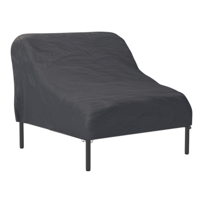 "Solid dark gray lounge chair cover with a sleek, modern design and smooth texture."