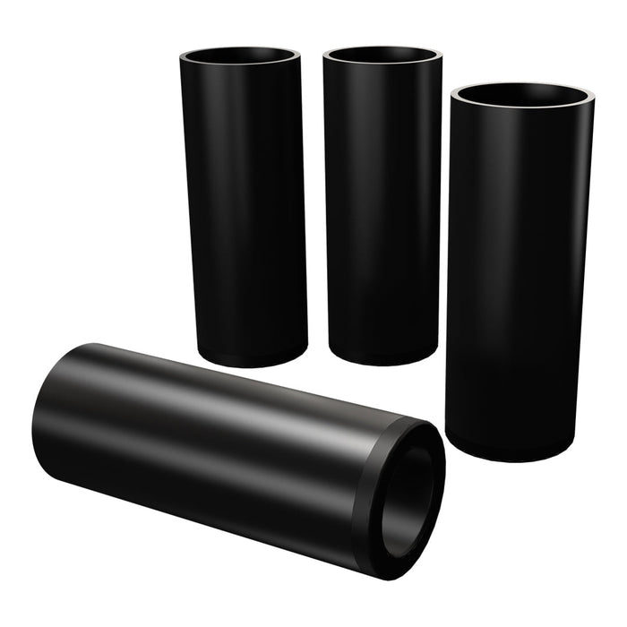 Set of four smooth, glossy black cylindrical tubes showcasing a sleek, uniform design.
