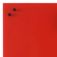 Vibrant red panel with sleek black knobs, smooth surface, and minimalist design for modern appeal.
