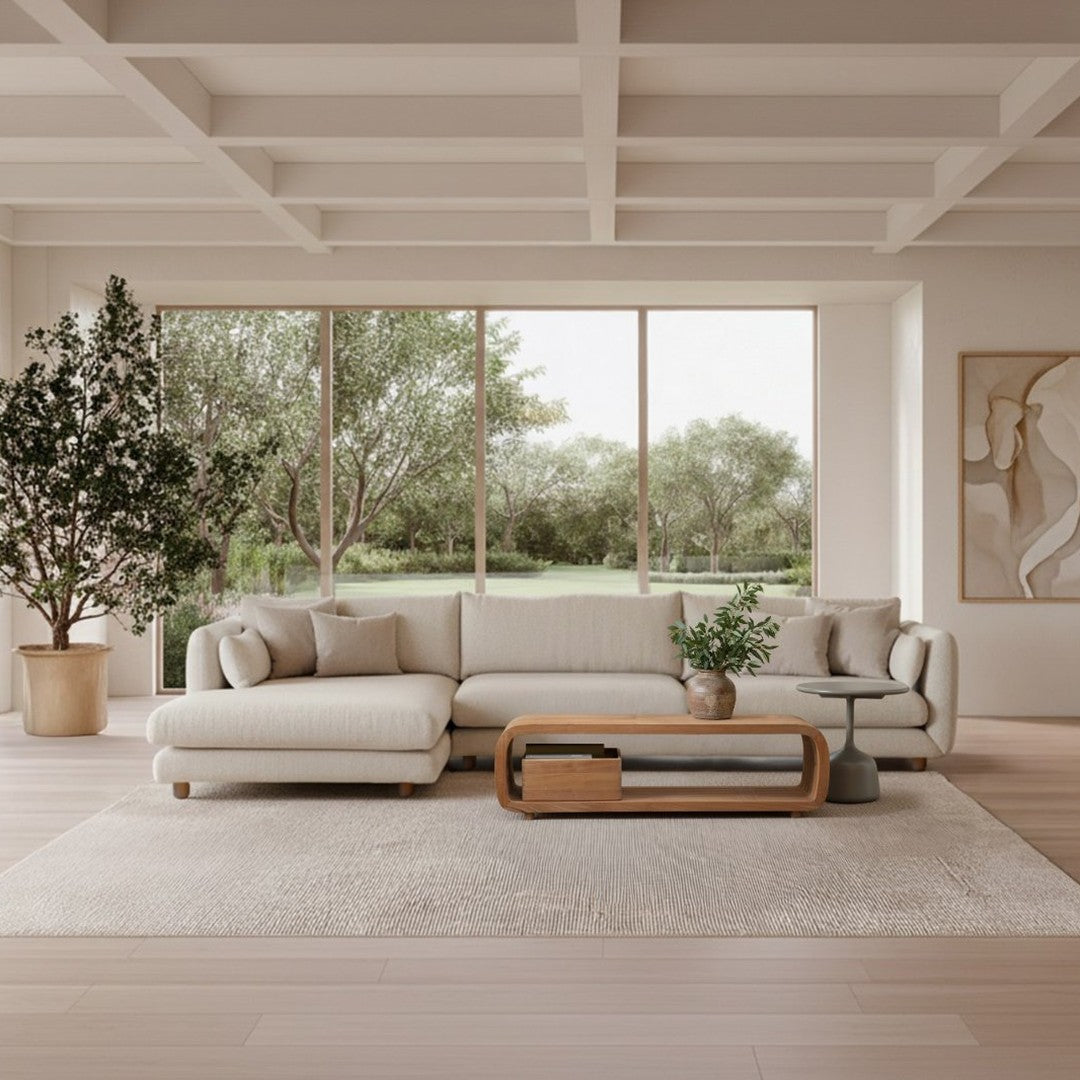 Bloom 2-Seater Sofa w/ Chaise Lounge - Wooden Legs