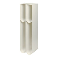 Minimalist cream paper holder with sleek, curved slots and a smooth matte finish, perfect for modern decor.