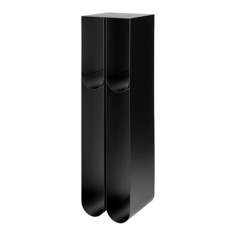 Sleek black two-compartment storage container with a smooth, modern design. Perfect for minimalist decor.
