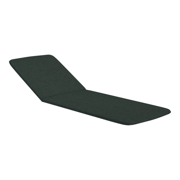 Dark green lounge chair cushion with a smooth, solid surface perfect for outdoor relaxation.
