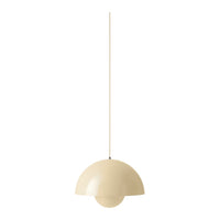 Beige pendant lamp with a smooth, rounded shape and a minimalist design, perfect for modern interiors.