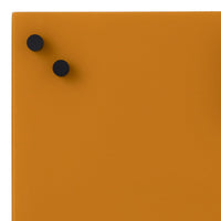 Orange wall panel with two black round knobs, featuring a smooth matte finish. Ideal for modern decor.