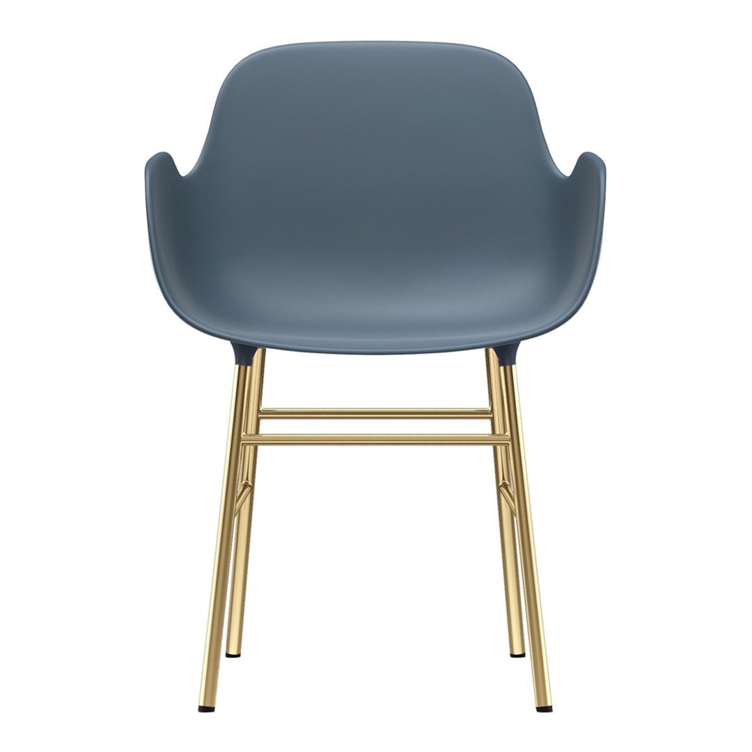 Modern gray chair with a sleek matte finish and gold metal legs, perfect for stylish home decor.