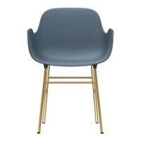 Modern gray chair with a sleek matte finish and gold metal legs, perfect for stylish home decor.