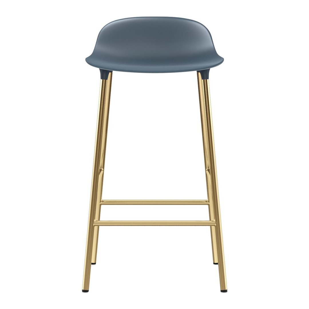 Gray plastic bar stool with gold metal legs, showcasing a modern and stylish design. Perfect for contemporary spaces.