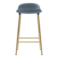 Gray plastic bar stool with gold metal legs, showcasing a modern and stylish design. Perfect for contemporary spaces.
