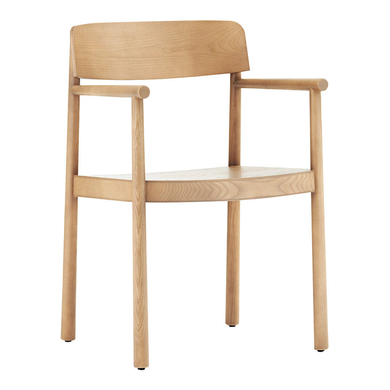 Light oak wooden chair with a smooth finish and simple, minimalist design. No patterns, natural wood grain visible.