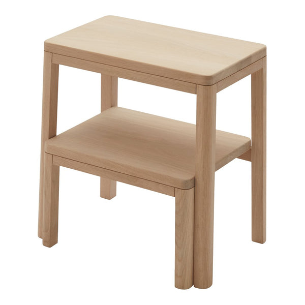 Light wooden side table with a smooth surface and simple, clean lines; features a natural finish and minimalistic design.