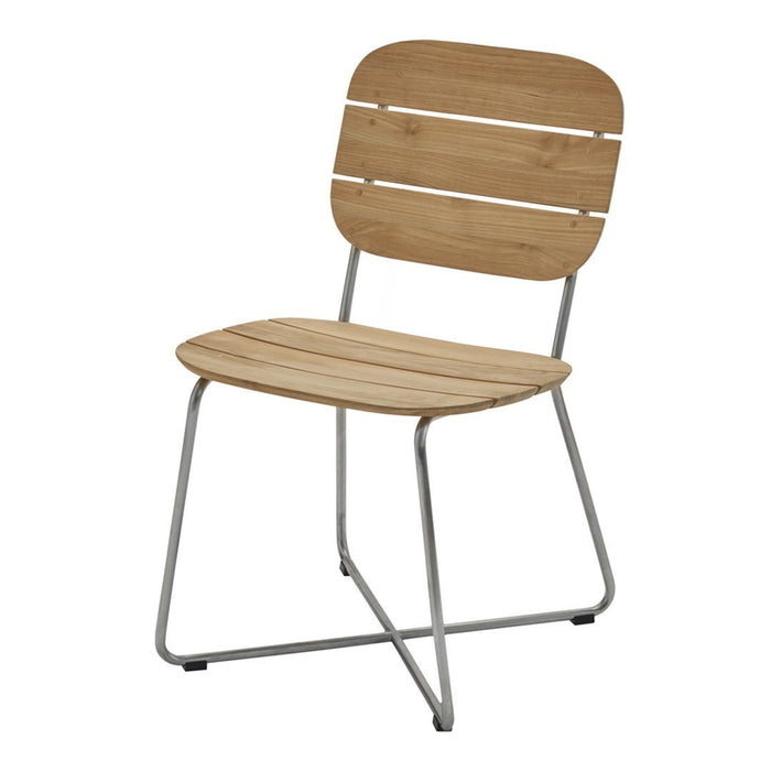 Natural wood finish with horizontal slats and a sleek silver metal frame. Modern, minimalist design perfect for any space.
